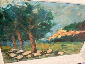 Antikes Gemälde Landschaft F. Romano 19. Jh. Öl auf Leinwand. 77 cm x 56 cm